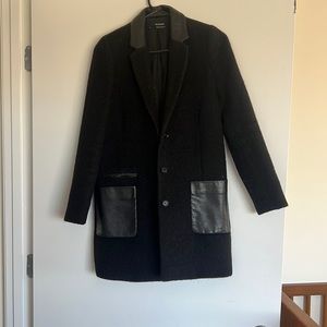 The Kooples black wool and leather coat. Size 34. Perfect condition.